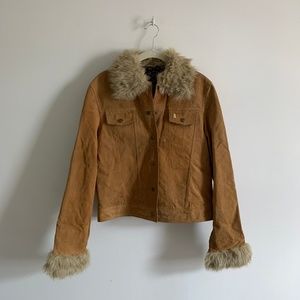 Genuine leather, faux fur 70's jacket